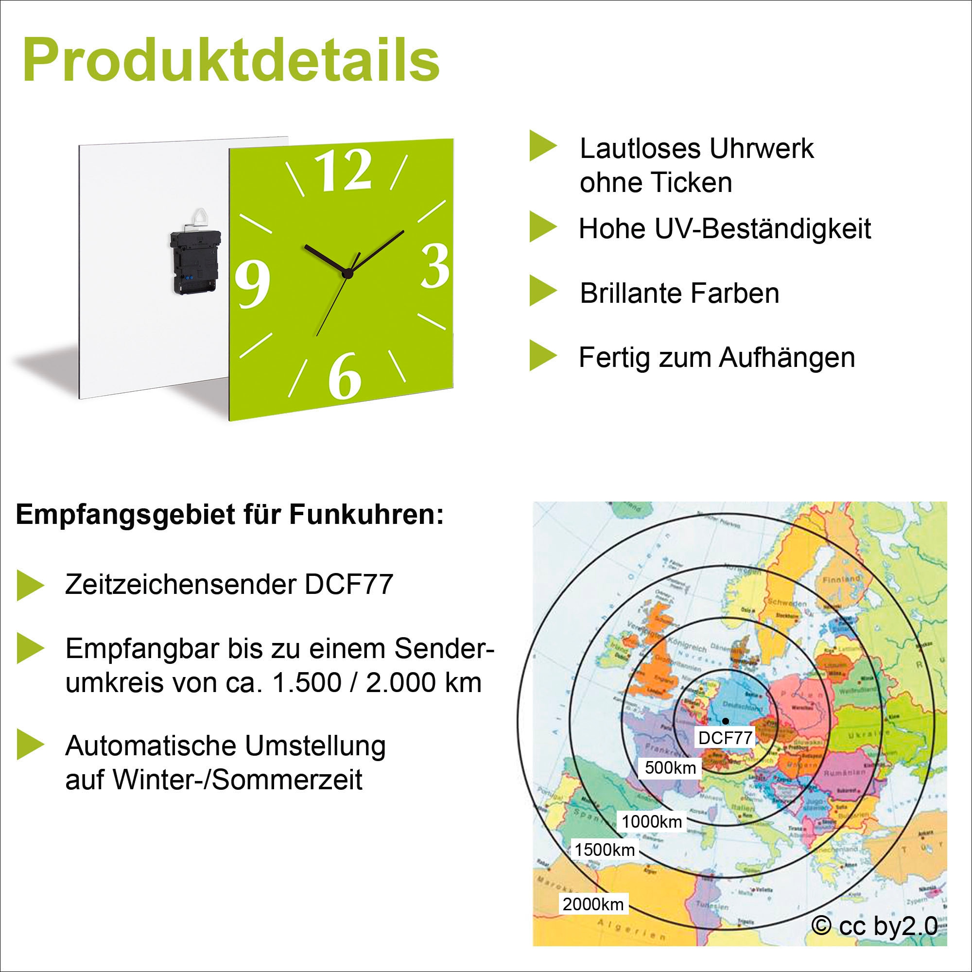 GOODproduct Wanduhr »Marmor« wahlweise mit Quarz- oder Funkuhrwerk, lautlos ohne Tickgeräusche