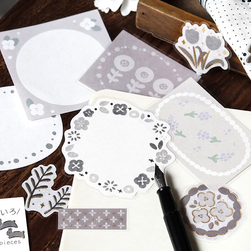 MDS - BGM Memo Stickerset (Bloemen/Grijs)