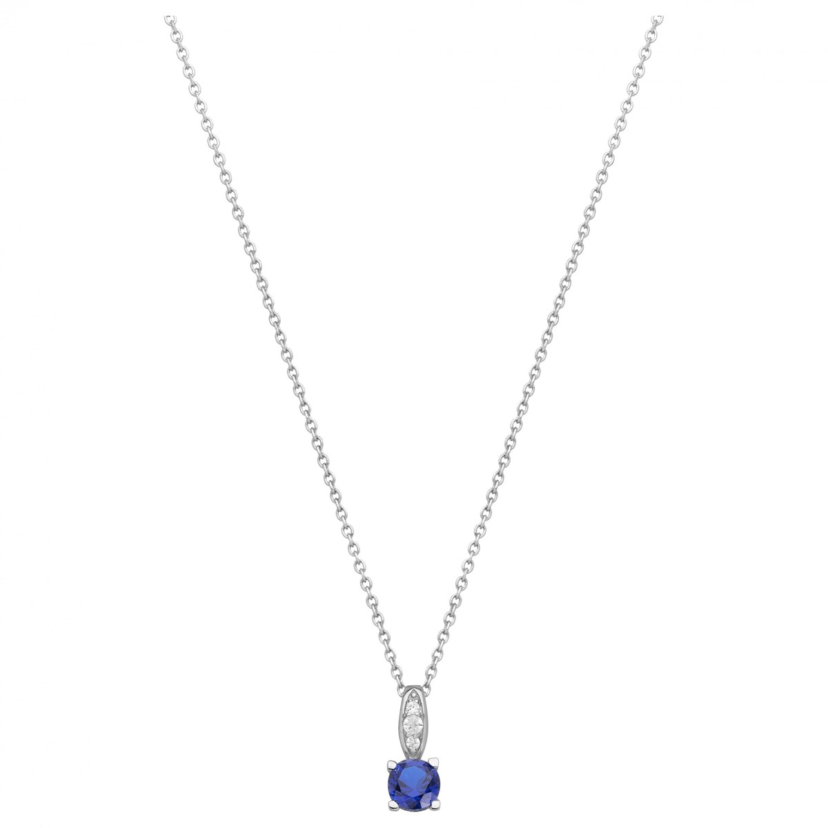 Collier mono-motif en Argent avec spinelle bleu saphir