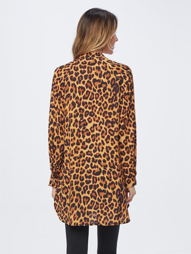 Satin Bluse mit Leo Dessin