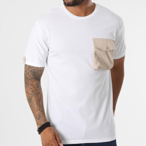Tee Shirt Poche T8814 Blanc Beige
