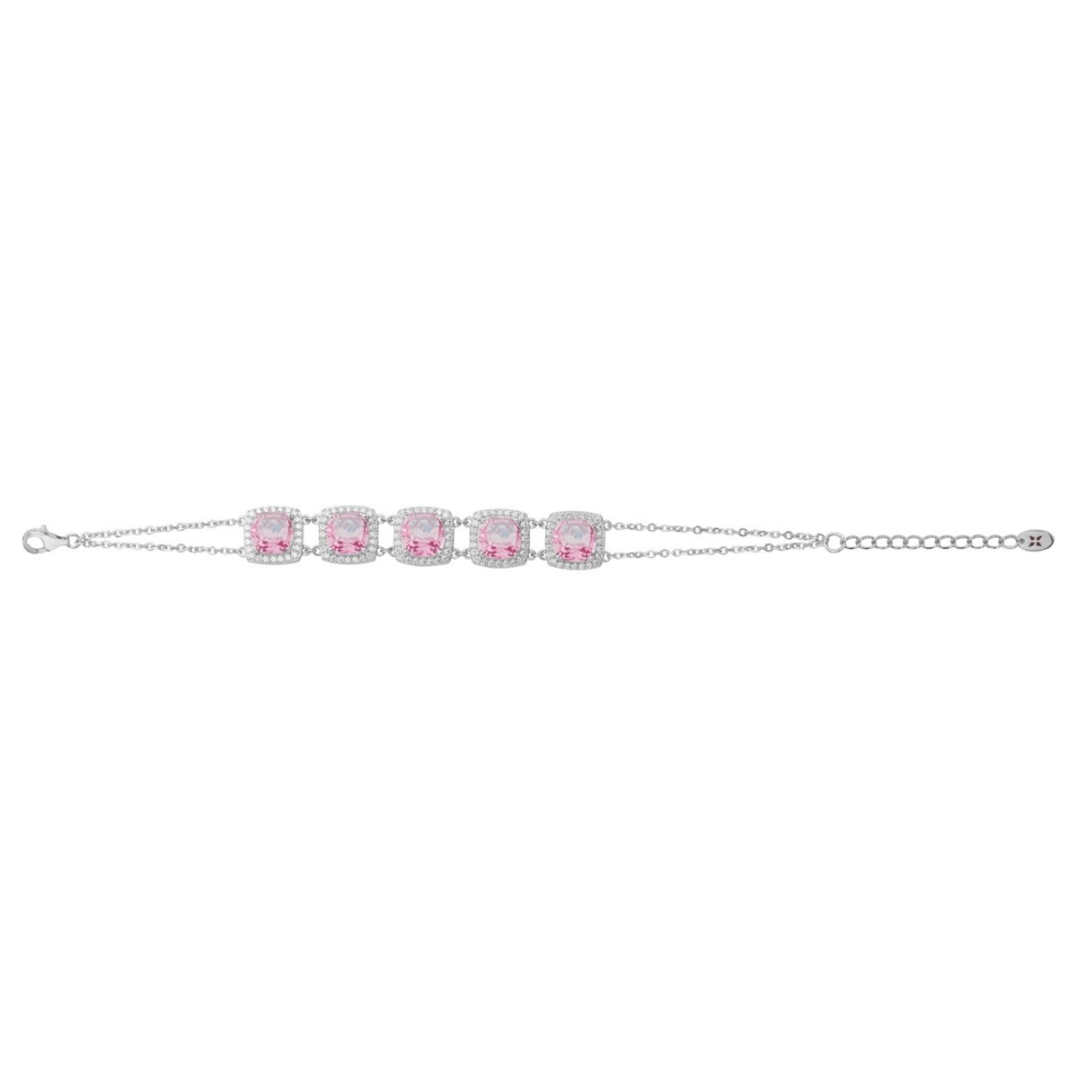 Bracelet souple MARGARET en Argent avec pierre synthétique rose