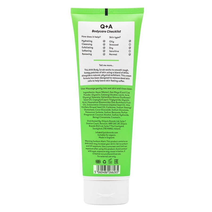 Q+A AHA Exfoliator Body Scrub 250ml