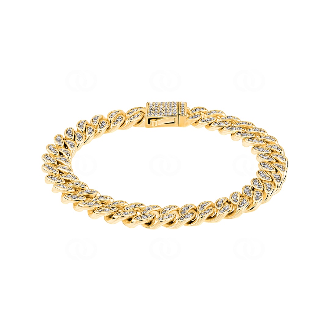 8mm Cuban Link Panzerarmband Gelb vergoldet mit Zirkonia