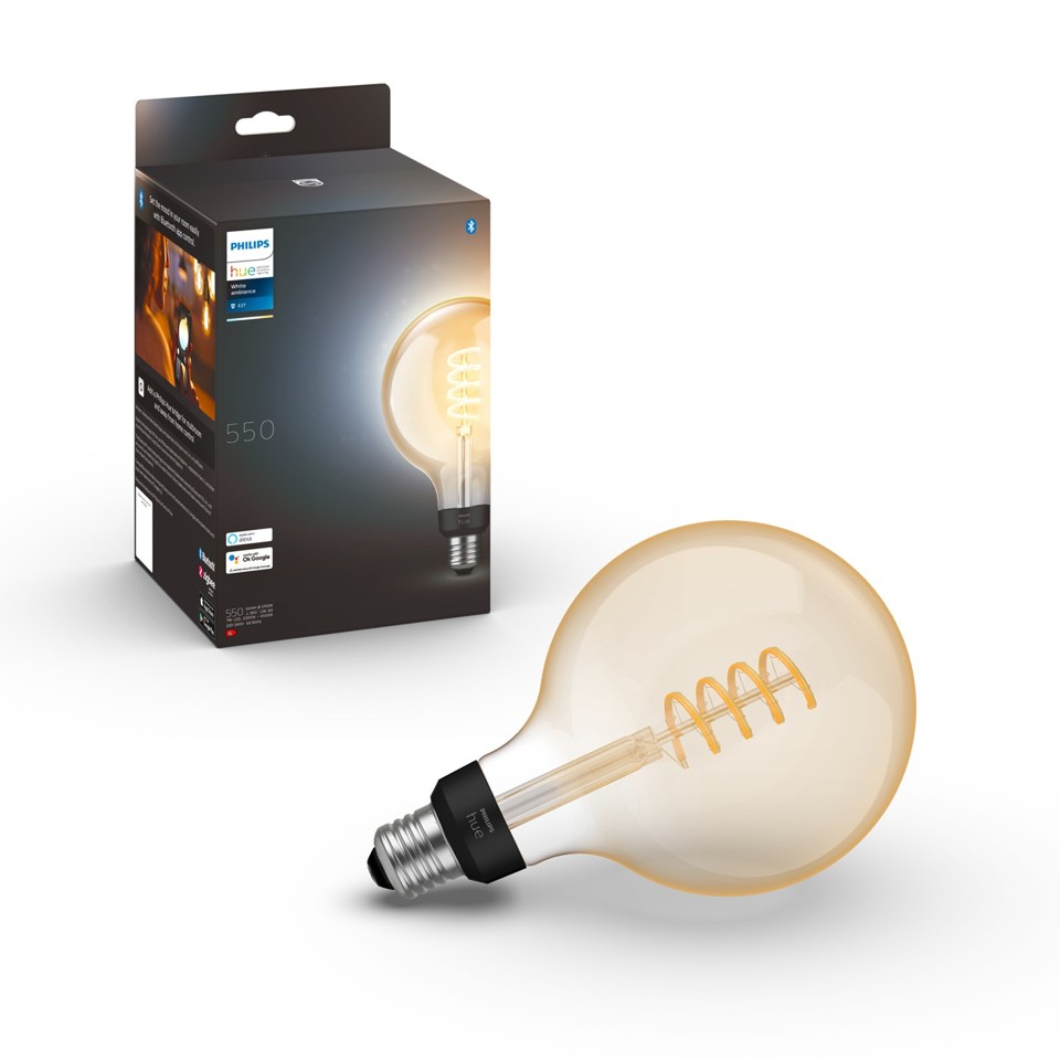 Philips Hue - E27 Filament G125 -White Ambiance & Dimmer Switch - Bundle