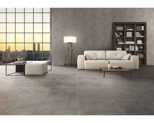 Porseleinen steengoed wand- en vloertegel Cementine 60 x 60 x 0,9 cm Mink mat R10B