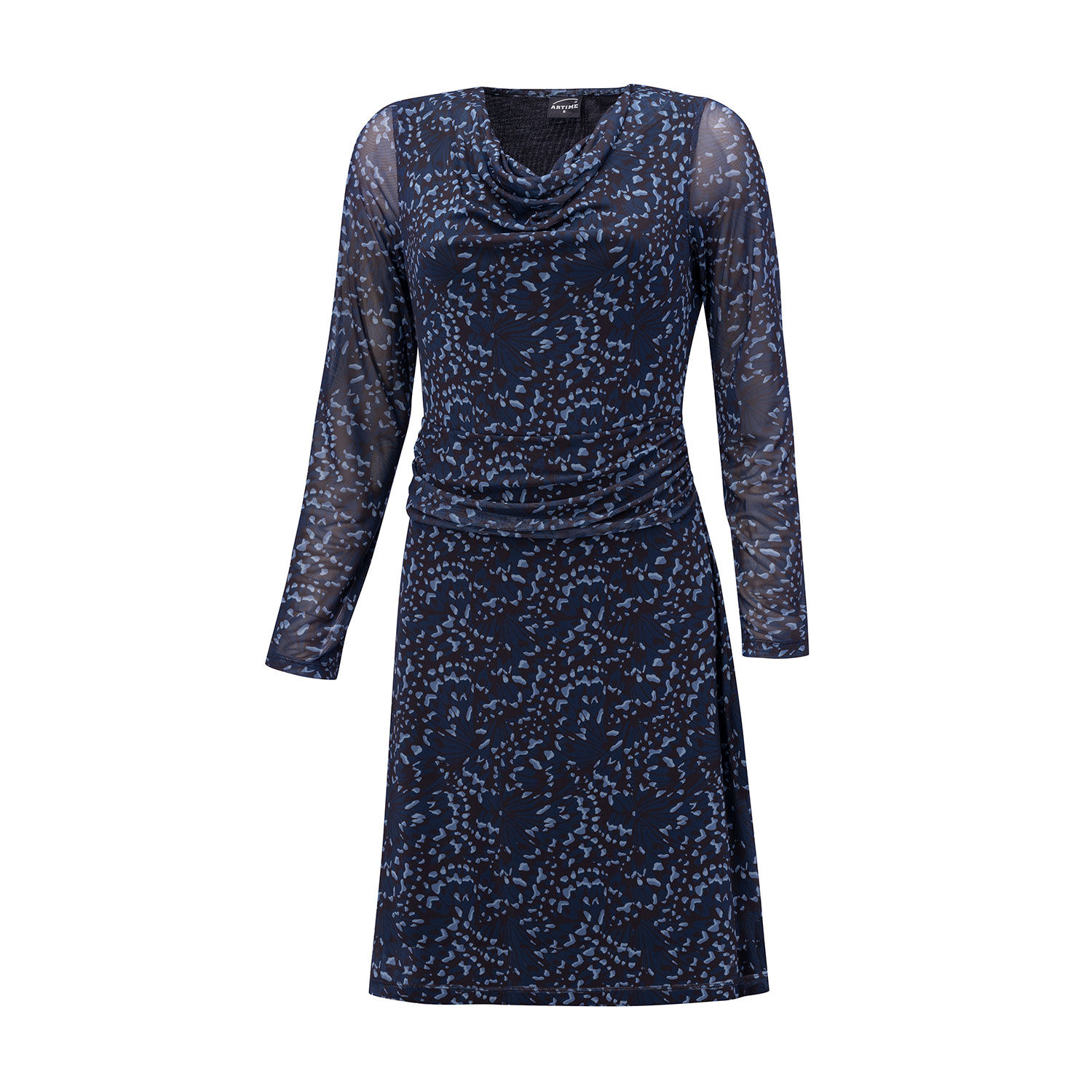 Midi Kleid mit Wasserfallausschnitt und Allover-Print