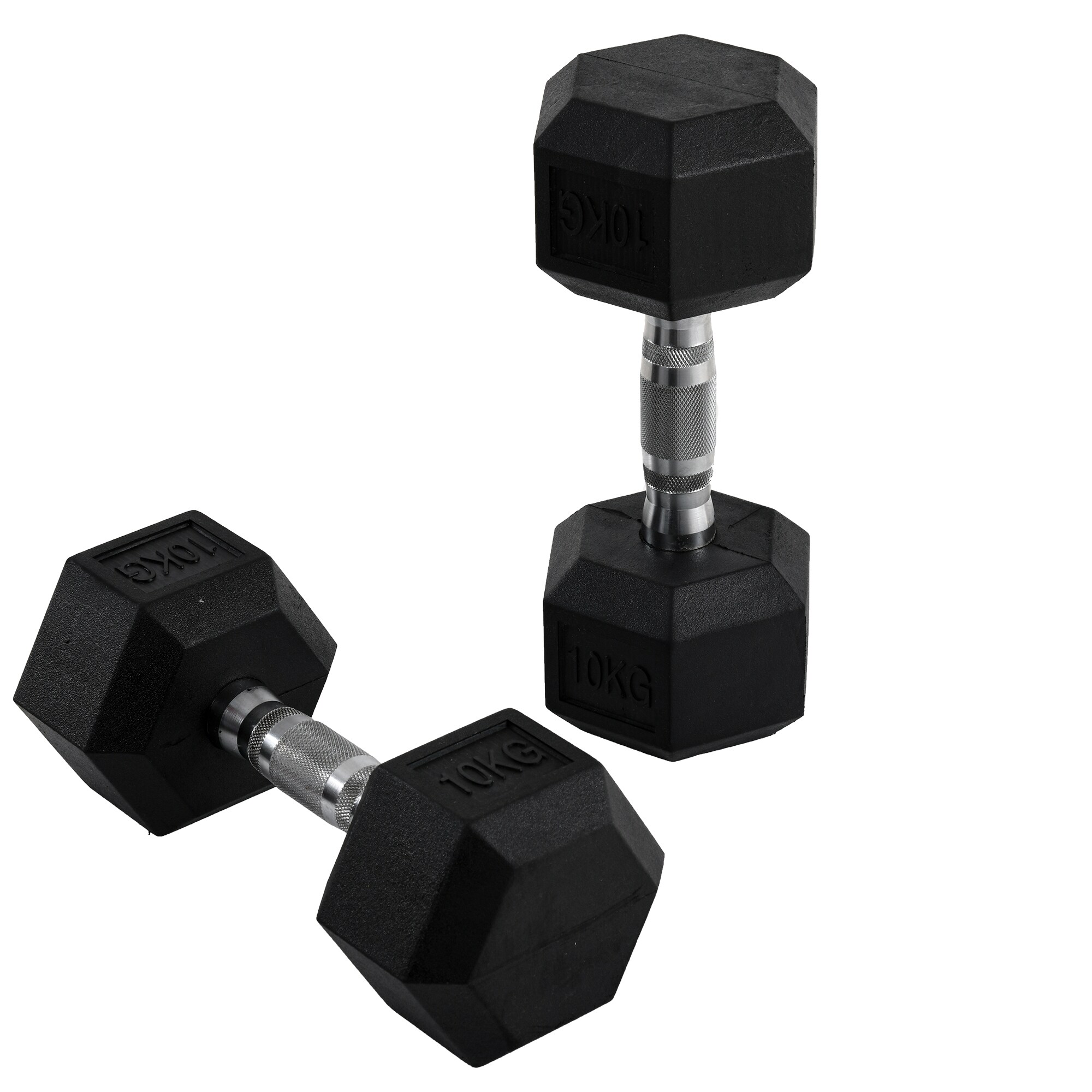 HOMCOM Kurzhantel 2er Set in Hexagon Form schwarz, silber 13,5B x 13,5T x 9,1H cm
