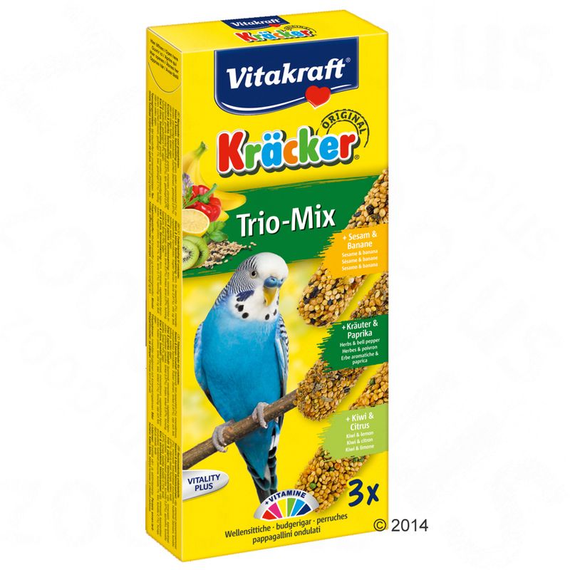 Vitakraft Trio-Mix Krackers, perruche, sésame, herbes & kiwi