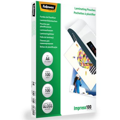 Fellowes - 100 pochettes de plastification A4 (216 x 303 mm) - 100 microns - brillantes