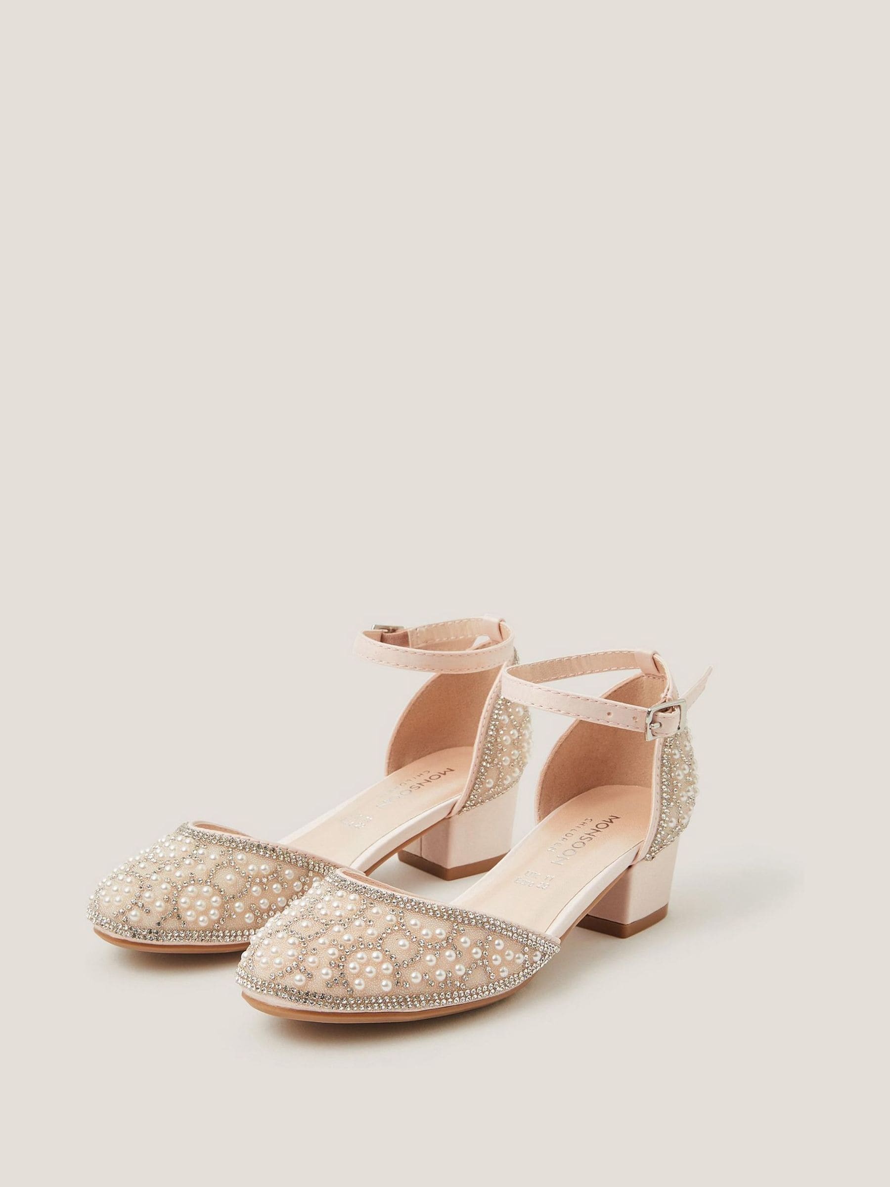 Monsoon Diamanté Pearl Closed Toe Heels Shoes