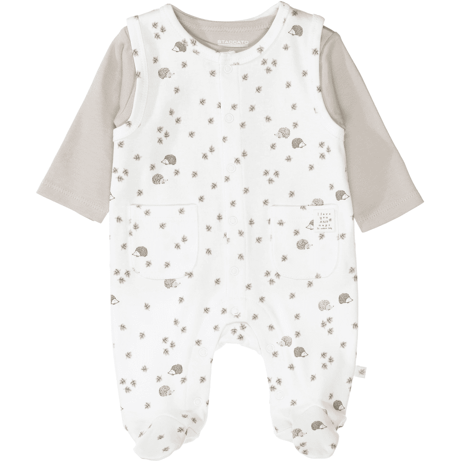 STACCATO Strampler+Shirt cream white gemustert