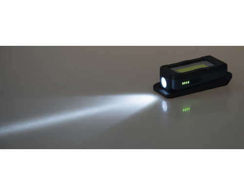 LUMAK PRO LED oplaadbare handzaklamp, 2-staps dimbaar, 1 x 3W, 100/300 lm, 6500 K daglichtwit, IP44, met 50 cm USB-kabel, 2 uur looptijd