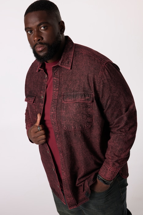 STHUGE Jeanshemd, Langarm, Colordenim, Kentkragen, Modern Fit, bis 8 XL