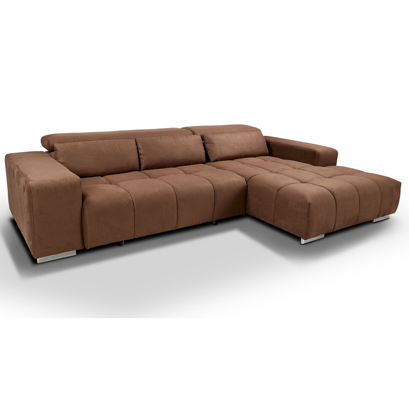 Ecksofa - braun - Relaxfunktion - Recamiere rechts