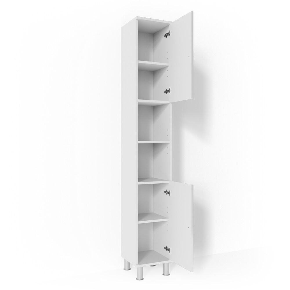 VICCO Badschrank Fynn 190 x 30 cm Weiß Hochglanz - Badezimmerschrank Hochschrank Schrank Badregal