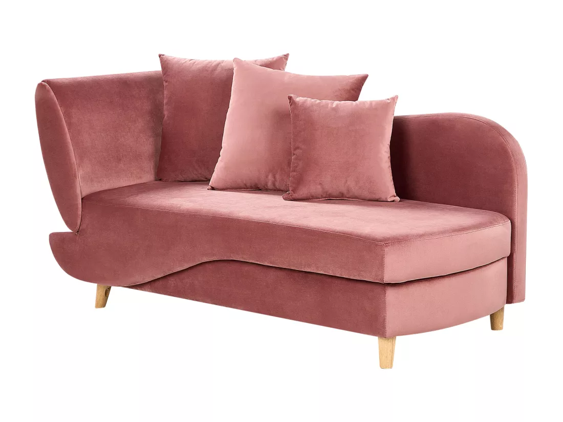 Chaise longue côté droite en velours rose MERI II
