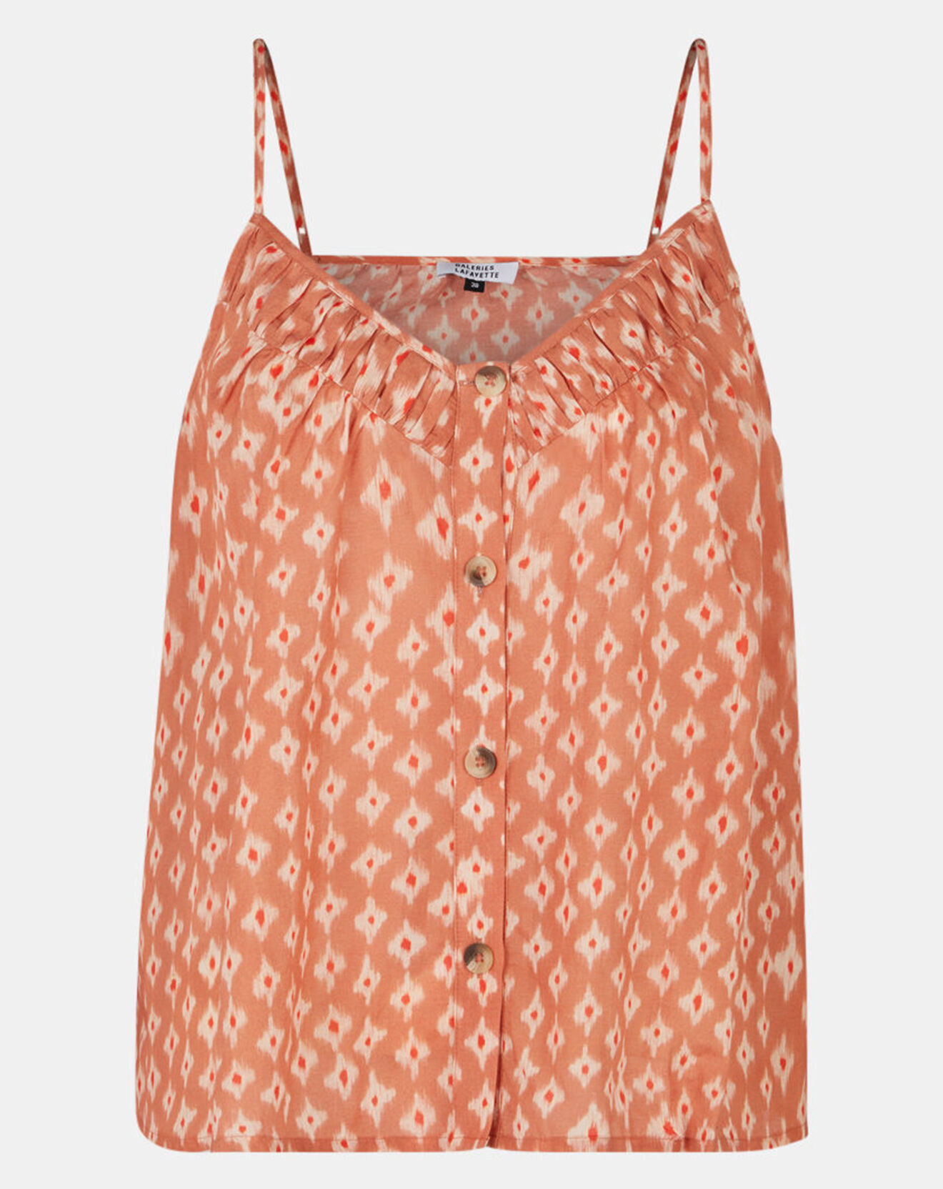 Galeries Lafayette Top fluide imprimé orange/blanc