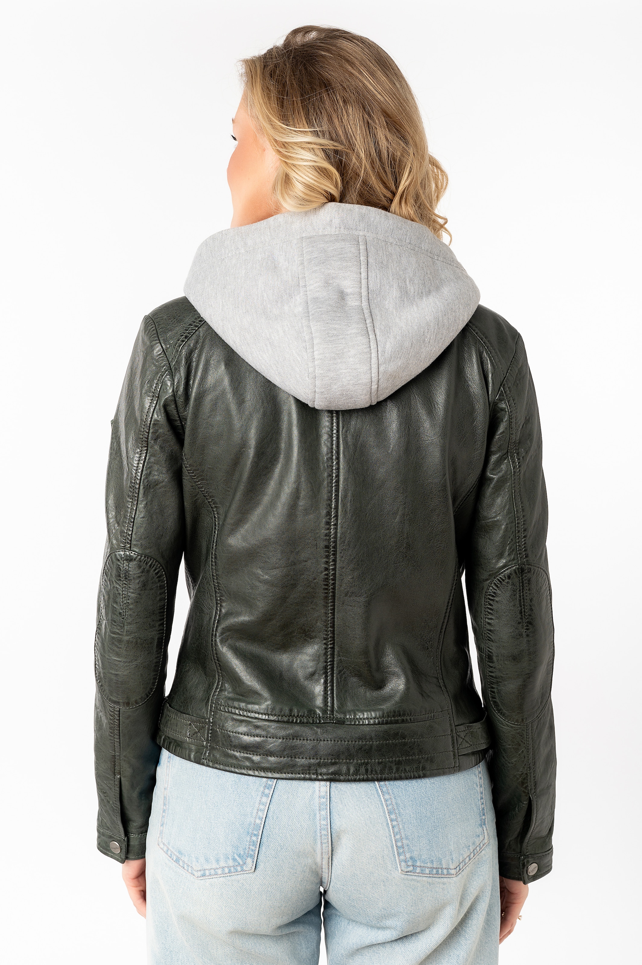 Mauritius Lederjacke »MWAleni« mit Kapuze mit Jerseykapuze und Stehkragen
