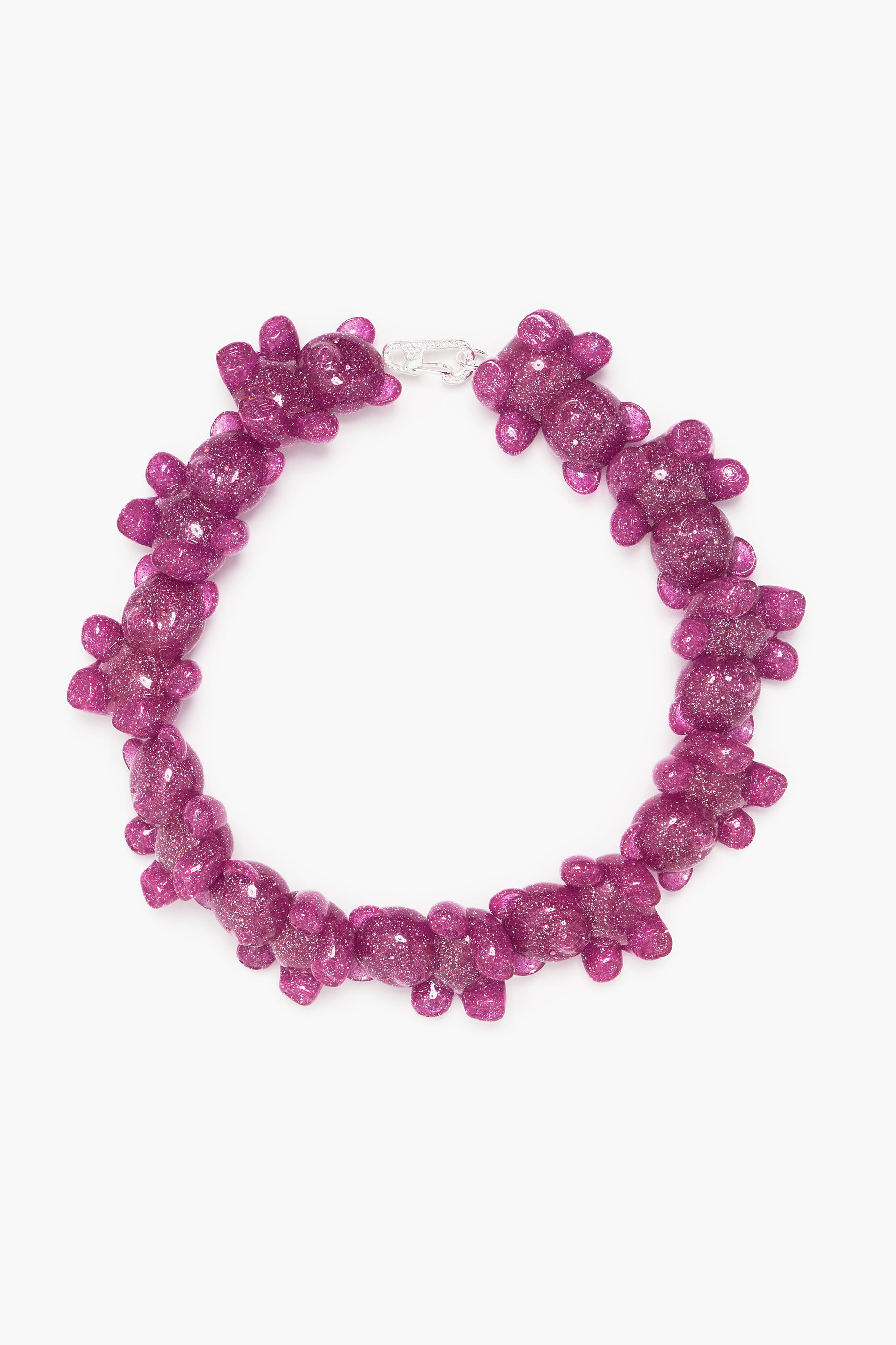 Colar de urso rosa com glitter