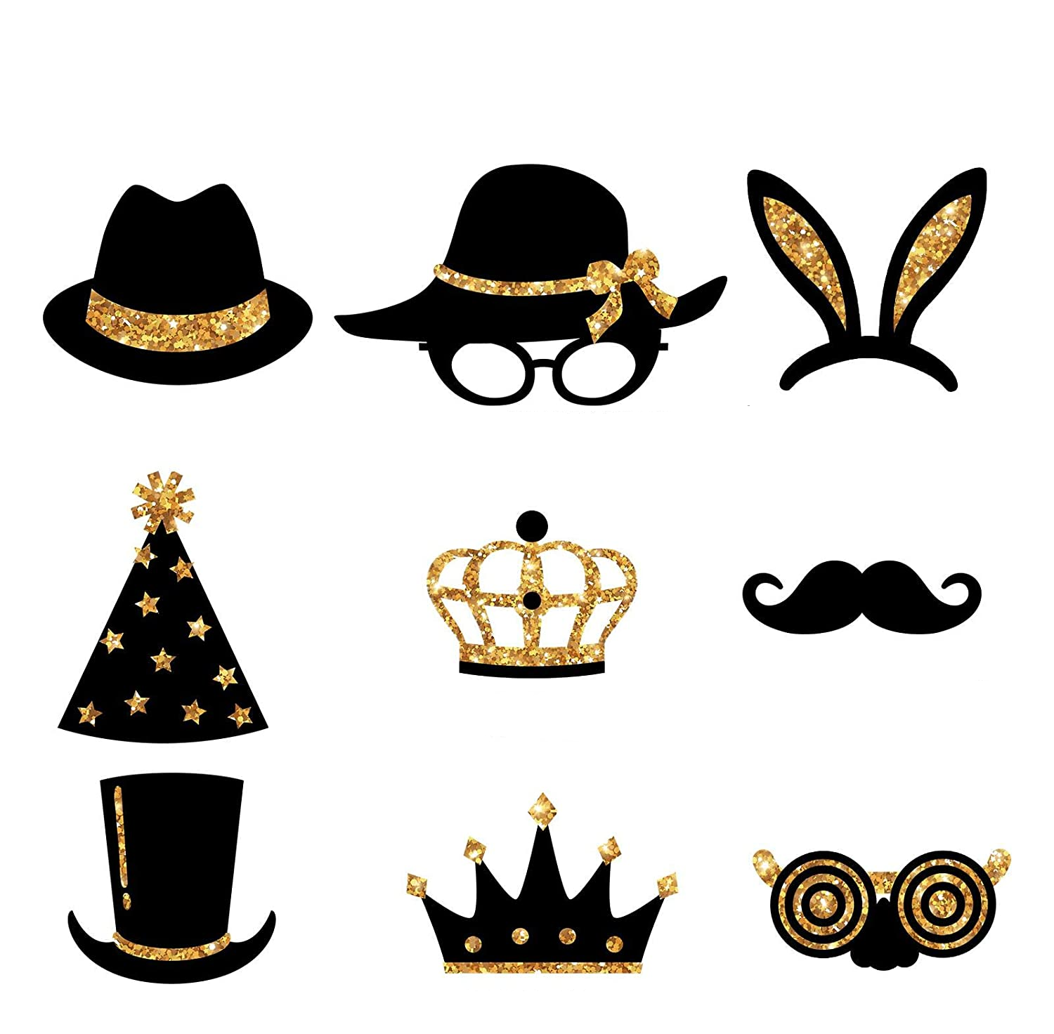 (25er Set) Photo Booth Fotorequisiten Party Foto Accessoires Dekorationen für lustige Bilder - Geburtstag / Hochzeit / Silvester