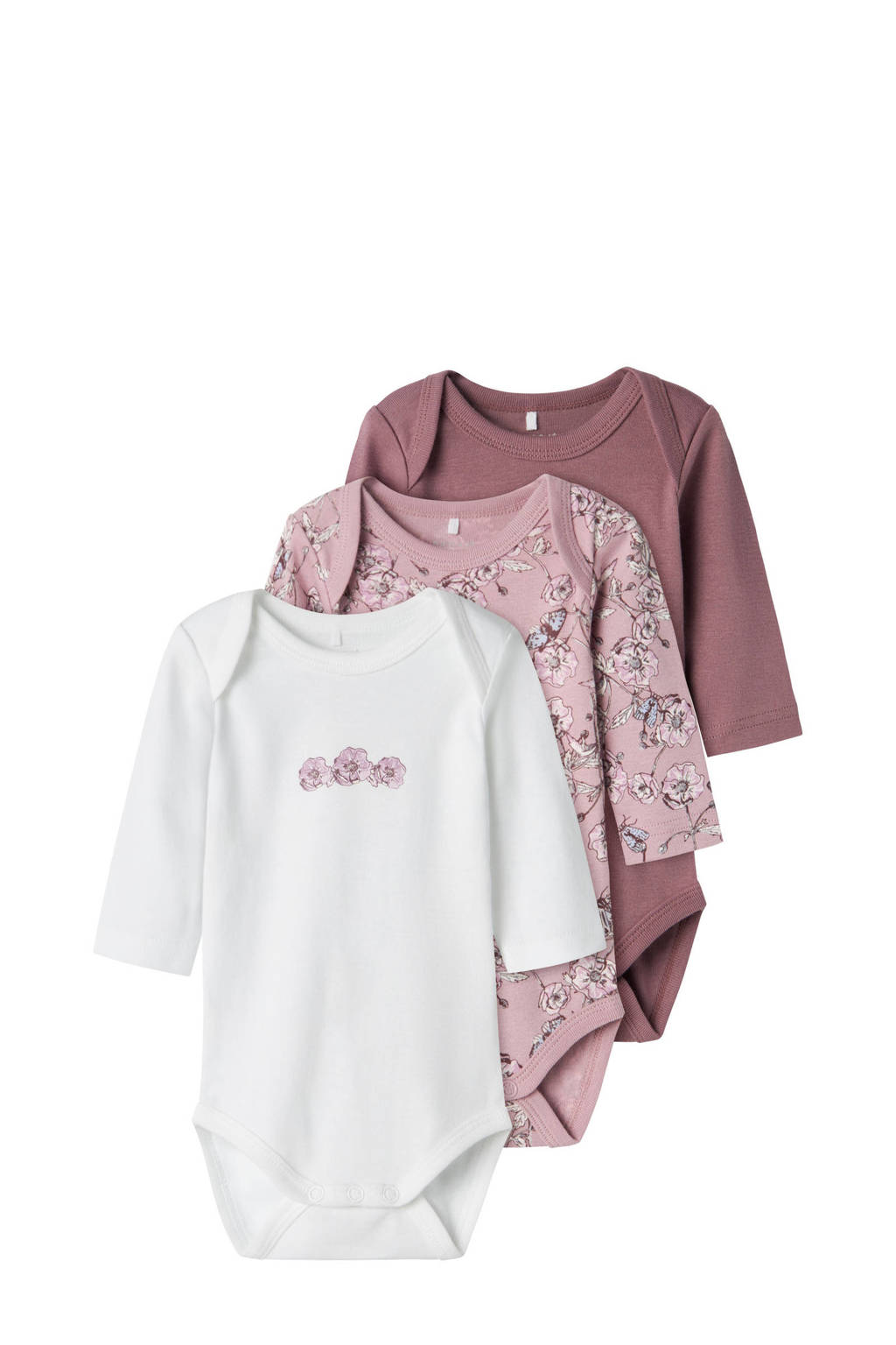 NAME IT romper NBFBODY - set van 3 wit/lila/paars