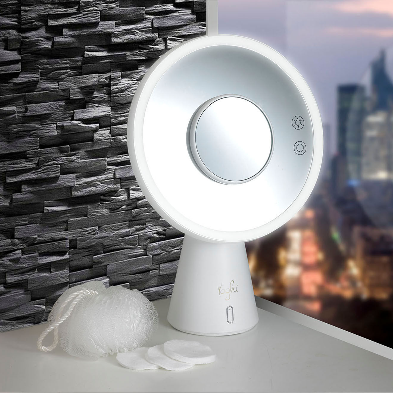 Yoghi Miroir avec LED blanc - D.23 cm