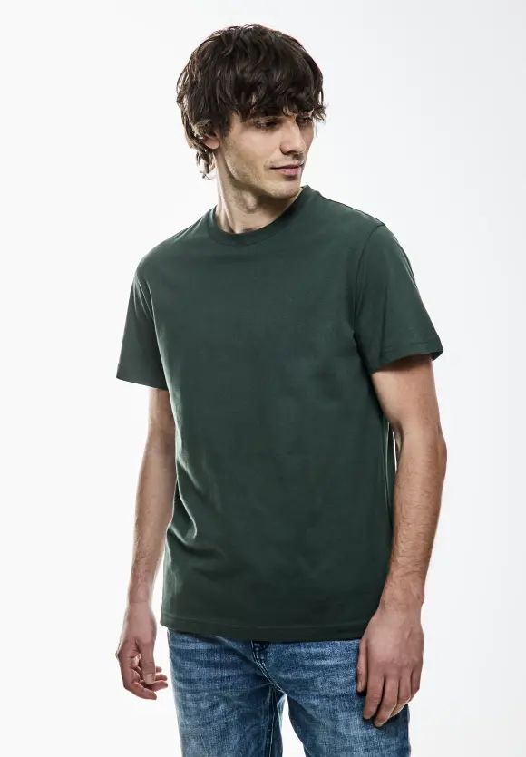 Basic T-Shirt in Unifarbe - dark urban green
