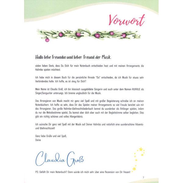 Claudia Groß Kalimba Weihnachtsliederbuch