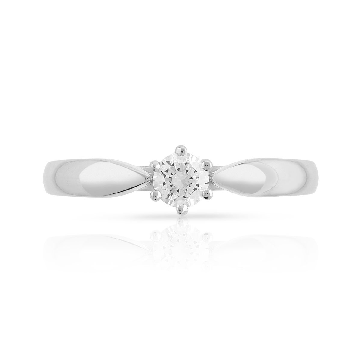 Solitaire or 750 blanc diamant synthétique 0,25 carat