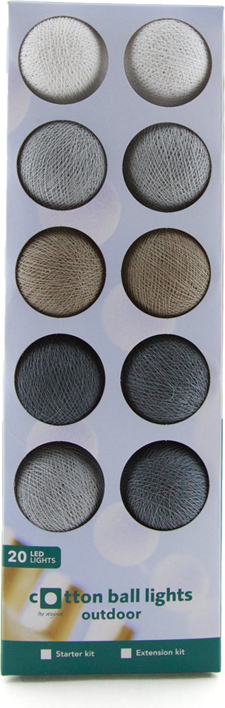 Cotton Ball Lights lichtsnoer Shadow extension kit grijs/wit 2,4 m met 20 lampen