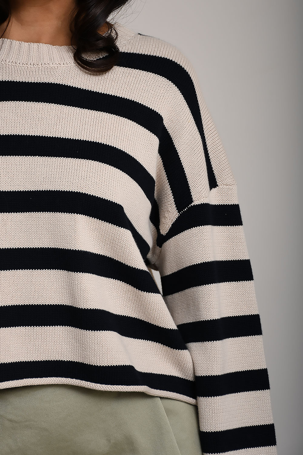 Cropped striped sweater