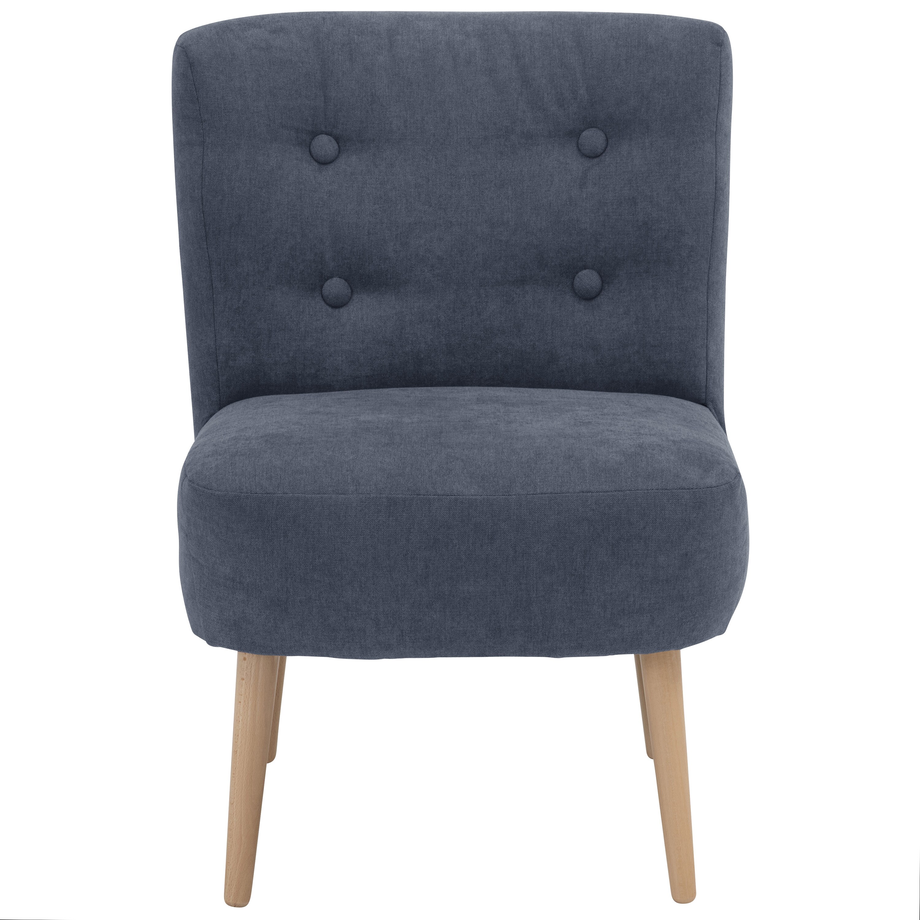 lovingHome® Sessel Fiola Velours blau Polstersessel Stuhl Relaxsessel Füße Buche natur mittlere Sitzhärte