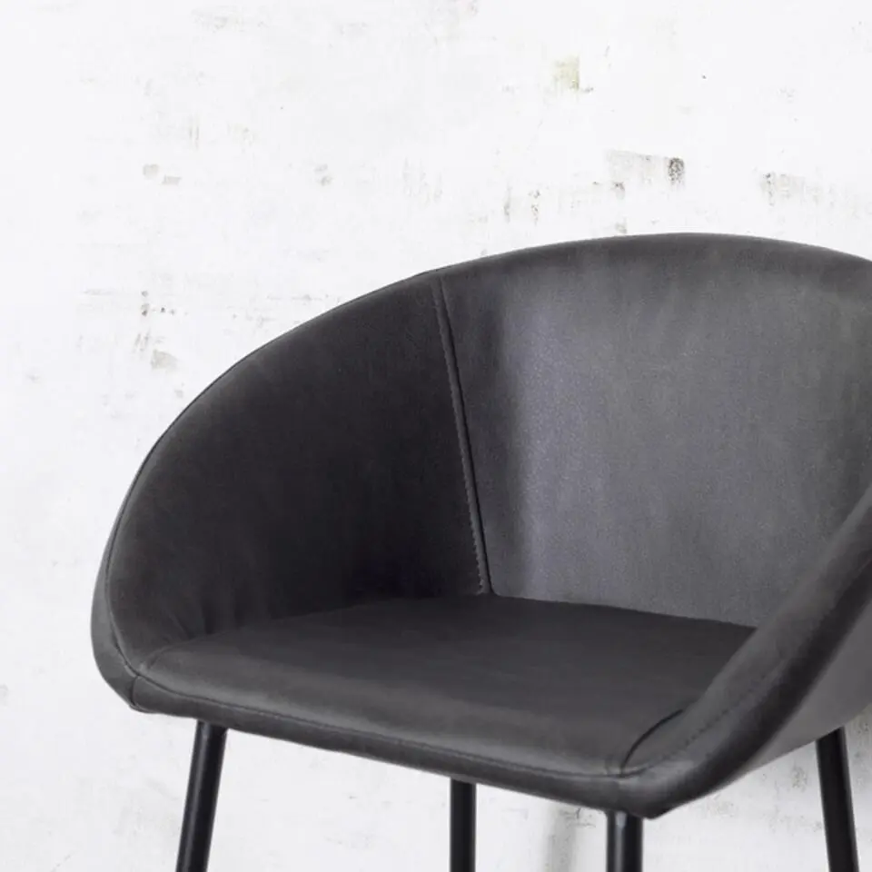 Barstoel Zwart Kunstleder - 46x50x92 - Barstoel Amira - Set van 2