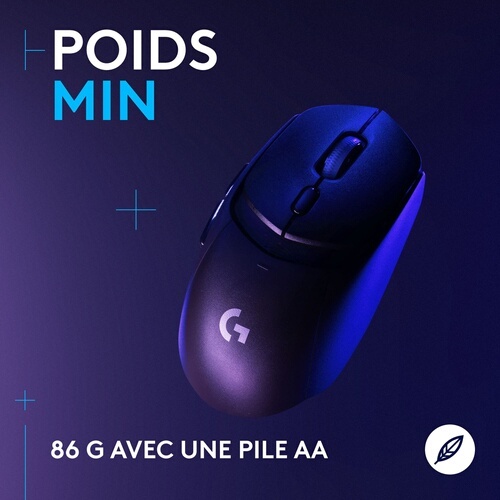 Souris Logitech sans fil G309 LIGHTSPEED, légère, Switchs hybrides LIGHTFORCE, capteur HERO 25K - Noire