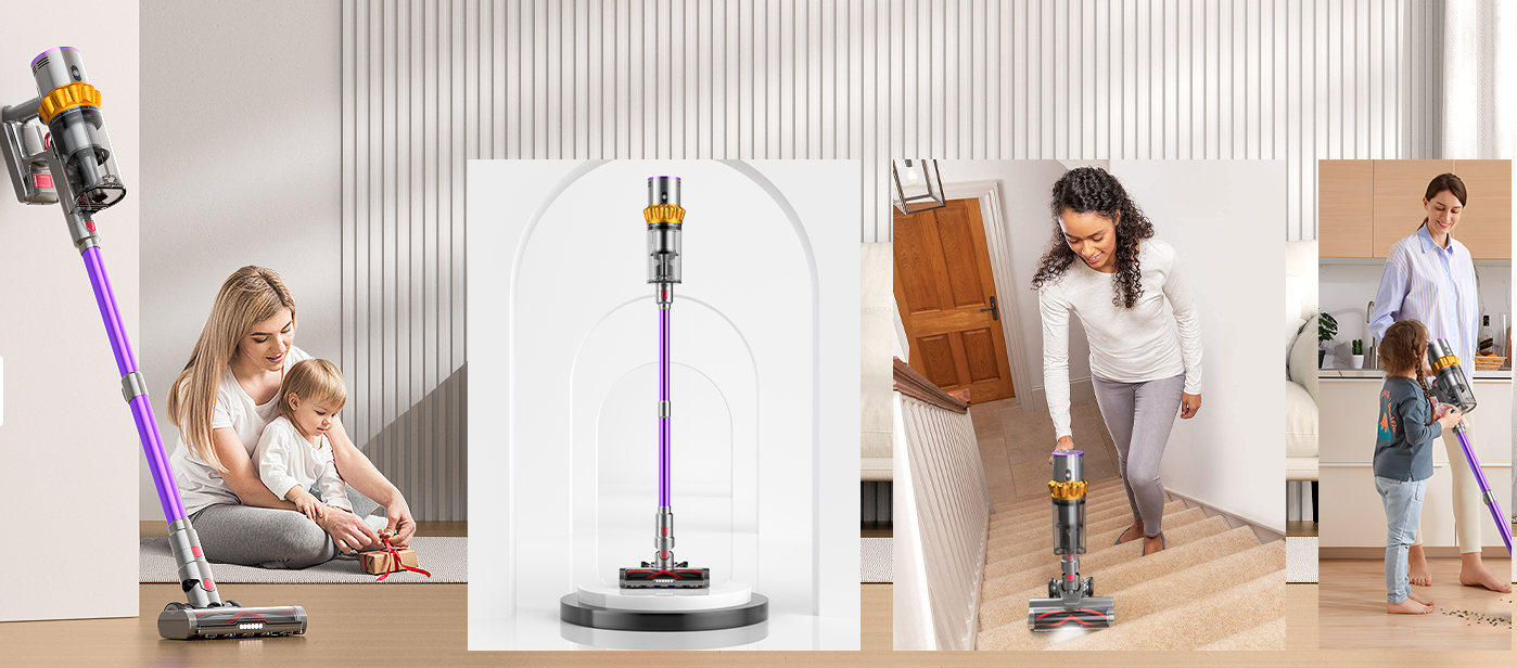Cordless Vacuum Cleaner, 500W/40Kpa Vacuum Cleaners for Home with LED Screen, Up to 60 Mins Runtime, Noise Reduction Tech, 1.6L Dust Cup, Anti-Tangle Stick Vacuum for Pet Hair Carpet and Hardfloor