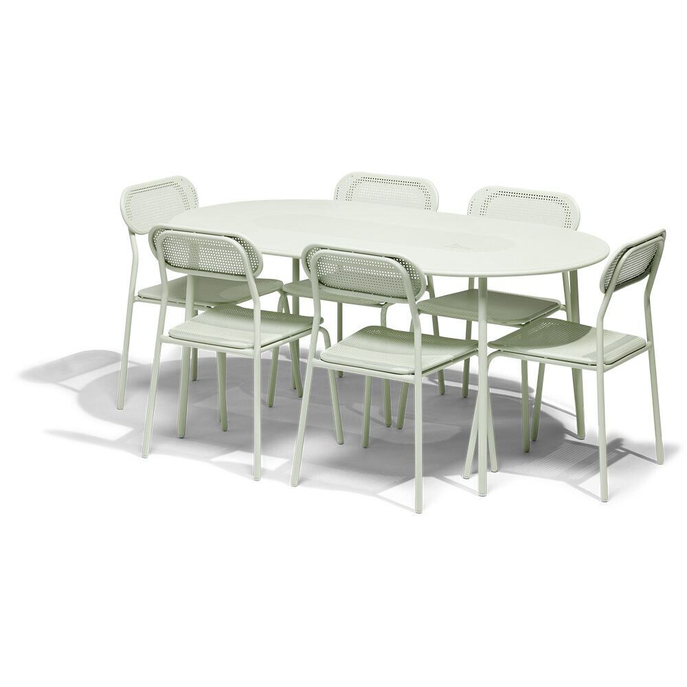 Table de jardin Faro métal vert 6 personnes 160x90xH.74cm