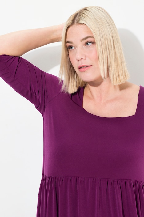Jerseykleid, A-Linie, Farbe, Carree-Ausschnitt