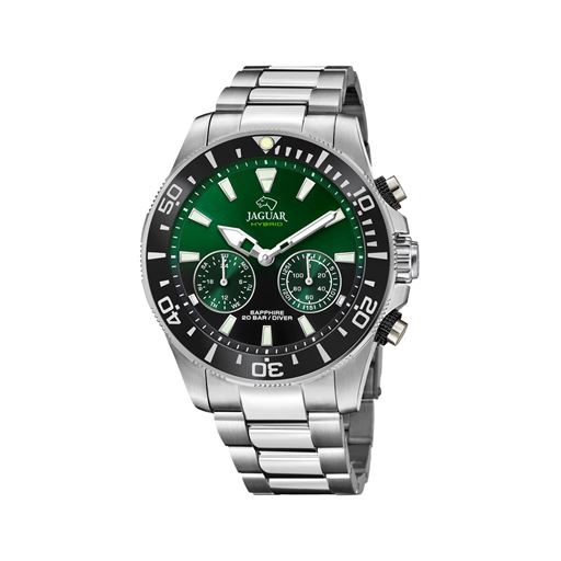 Jaguar Hybrid J888 Herreur, Stål/Grøn/Sort, 46 mm
