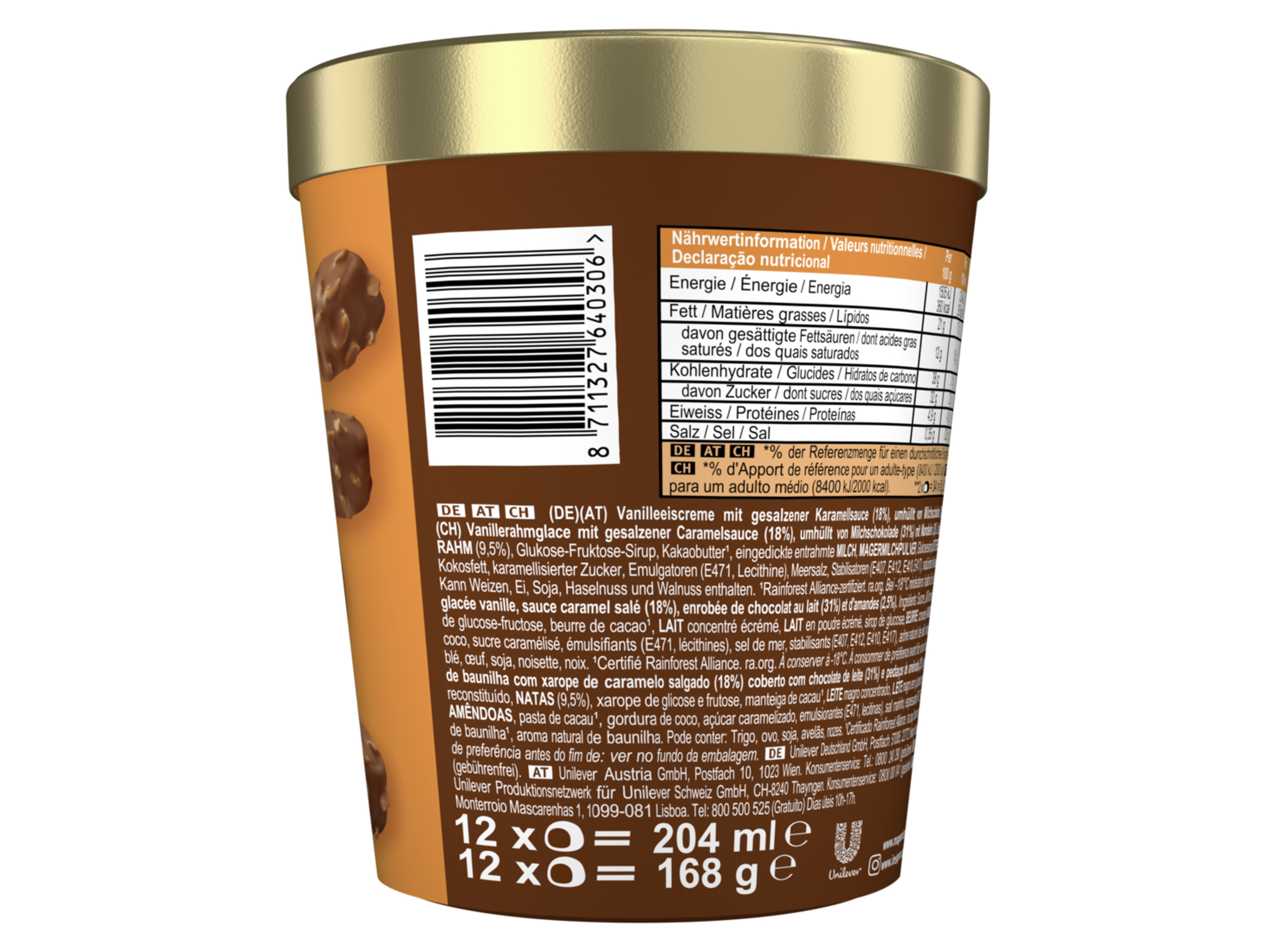 GELADO MAGNUM BOMBONS SALTED CARAMEL 12X17ML