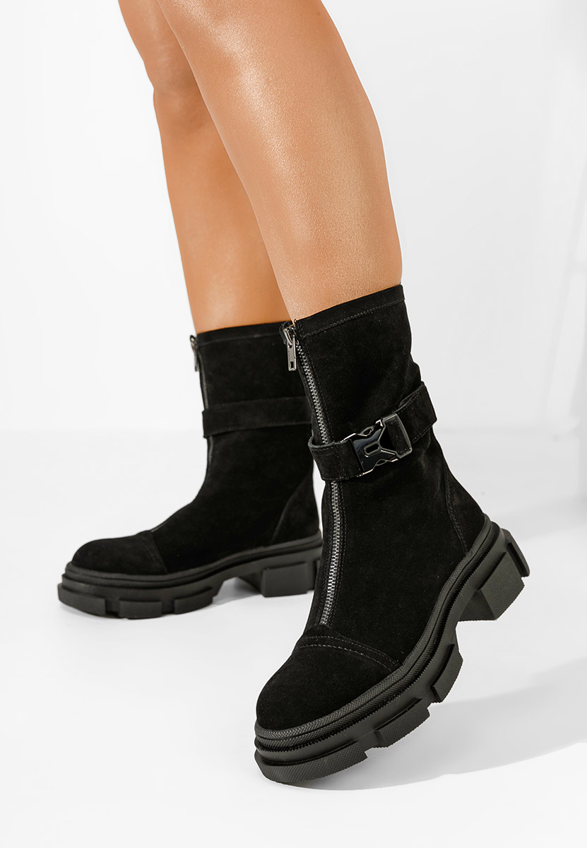 Bottines femme en daim noires Ferola