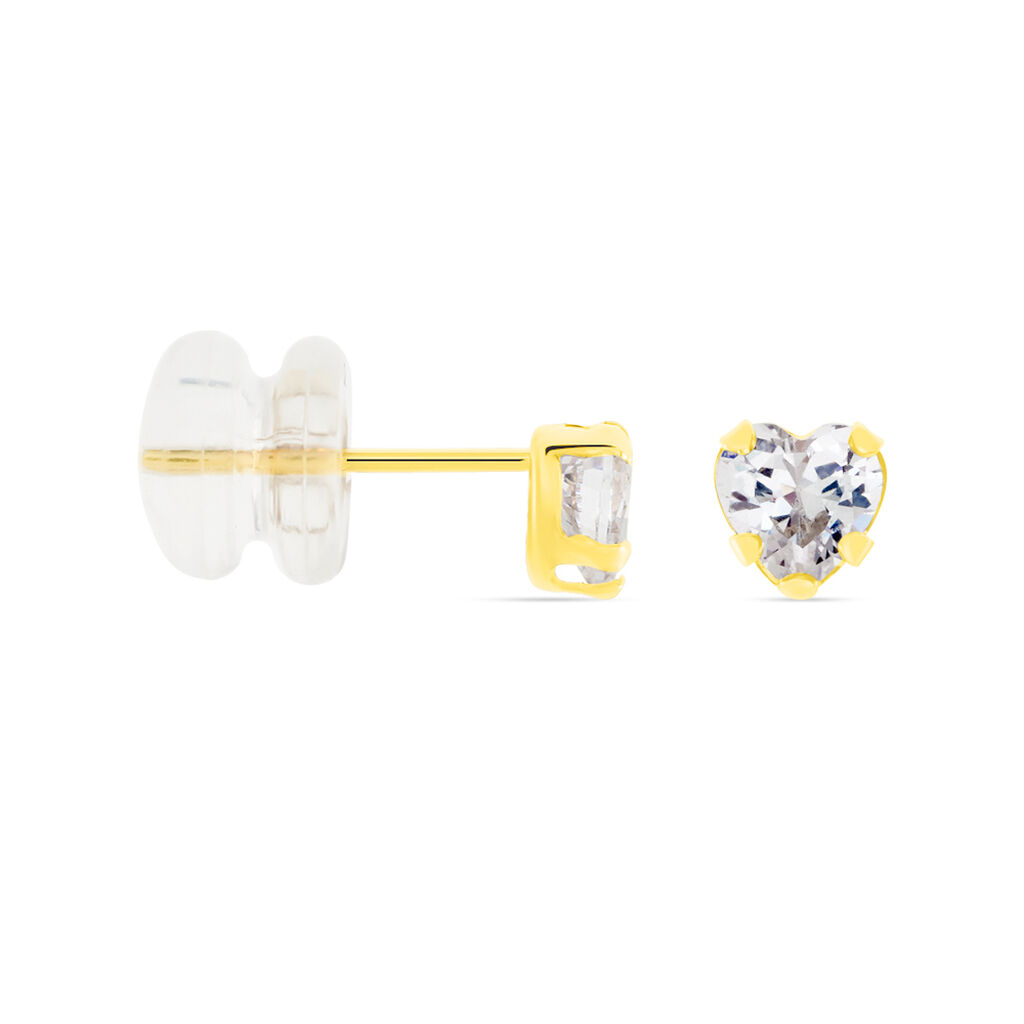Boucles D'oreilles Puces Daria Coeur Or Jaune Oxyde