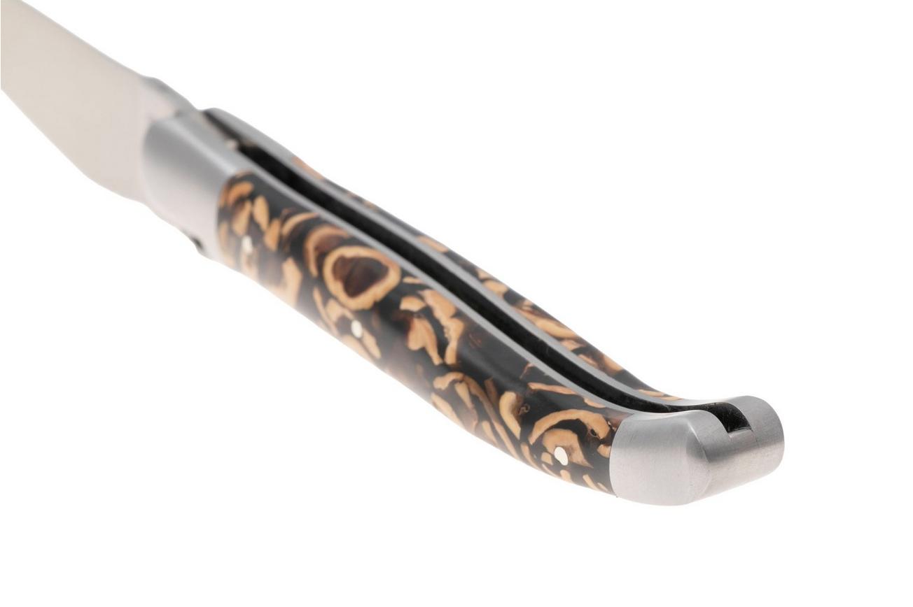 Laguiole en Aubrac Nuts Brown Acrylic, Matt Bolsters, zakmes, 12 cm