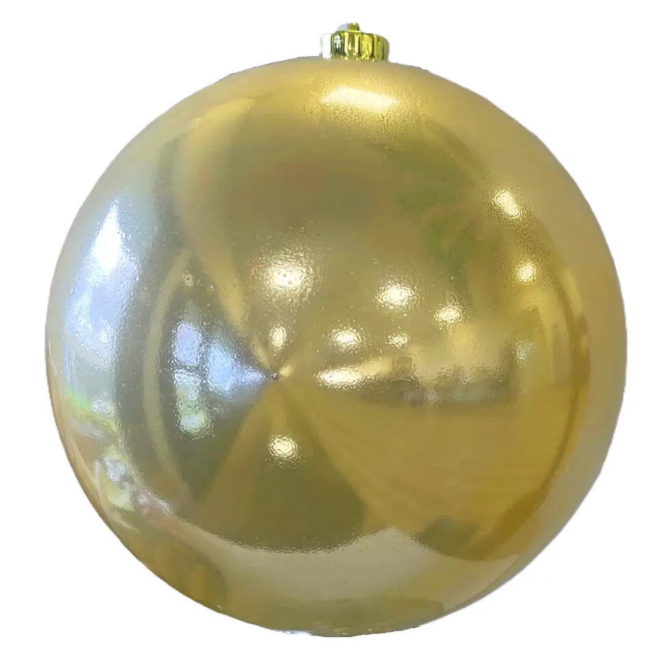 Decoris Kerstbal - licht champagne - groot - kunststof - 20 cm