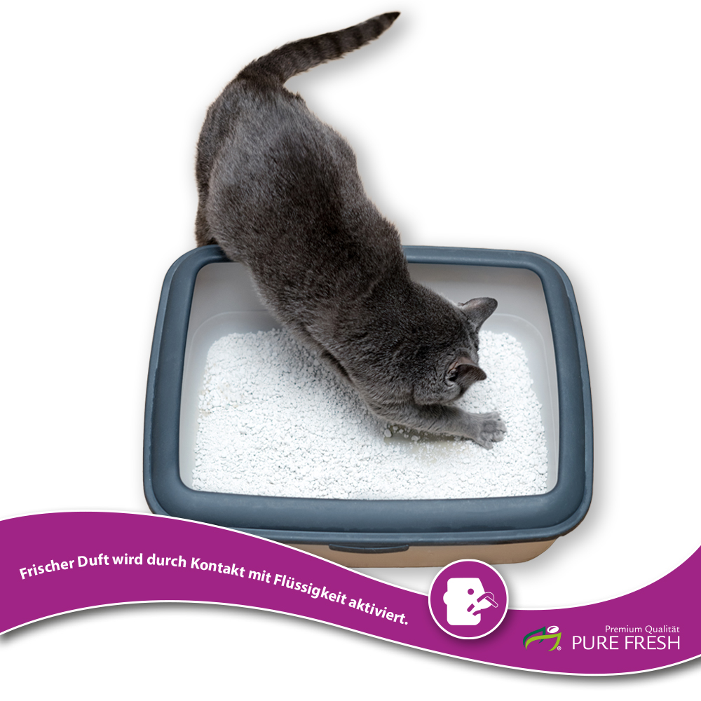 KAHU® PURE FRESH Katzenstreu mit Babypuderduft • Klumpstreu • Naturmaterial weisses Kalzium-Bentonit • Naturstreu • 6l (5,2kg) pro Packung