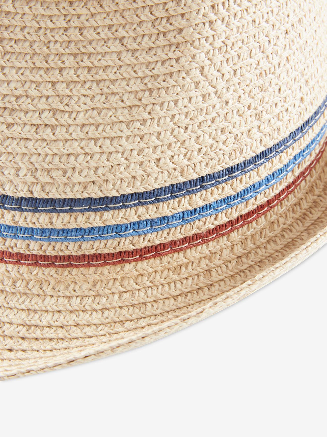 Chapéu estilo Panamá de palha, para meninos, bege claro liso com estampas.