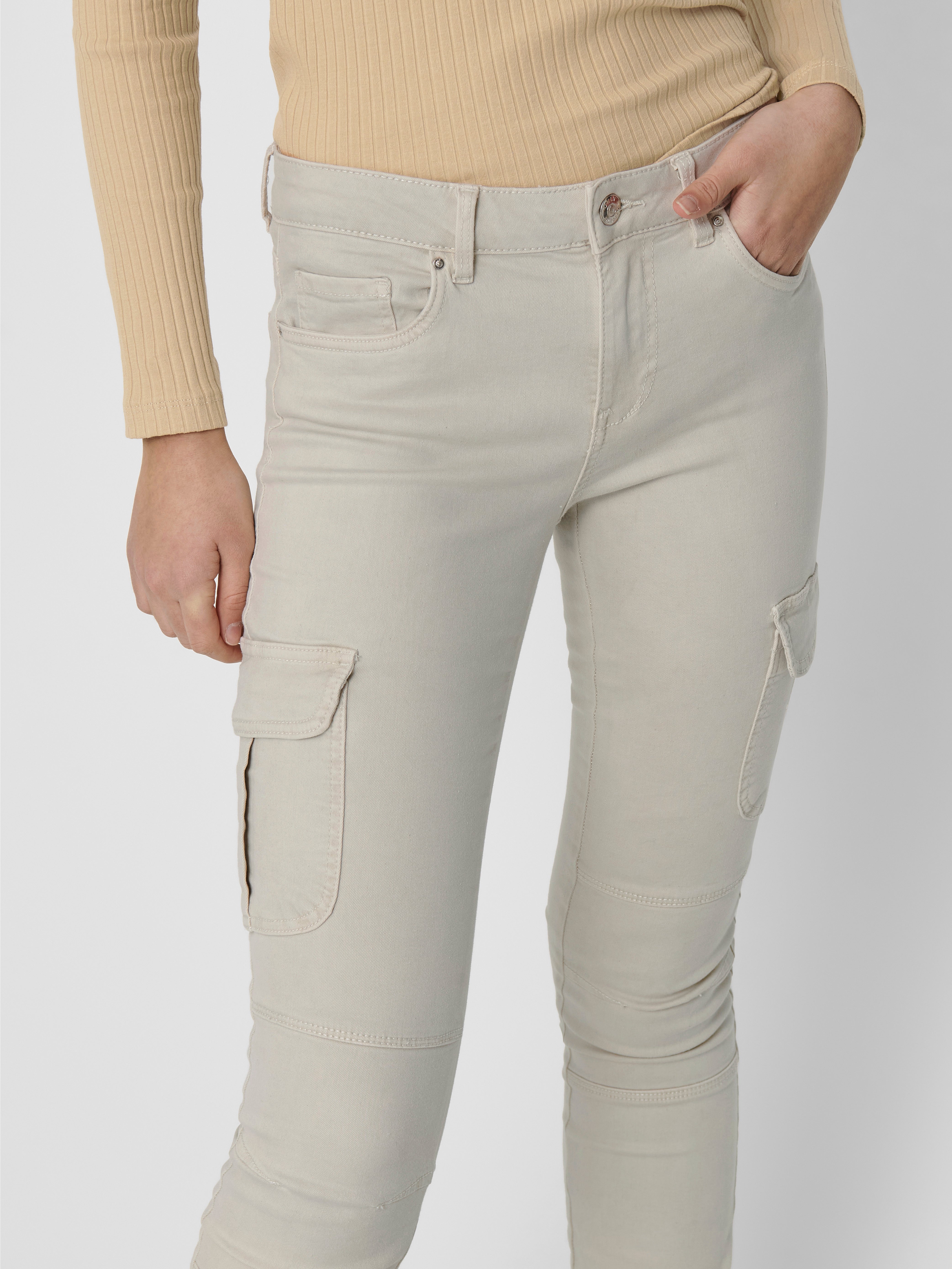 ONLMISSOURI Mittlere Taille Slim Fit Cargo-Hose Pumice Stone