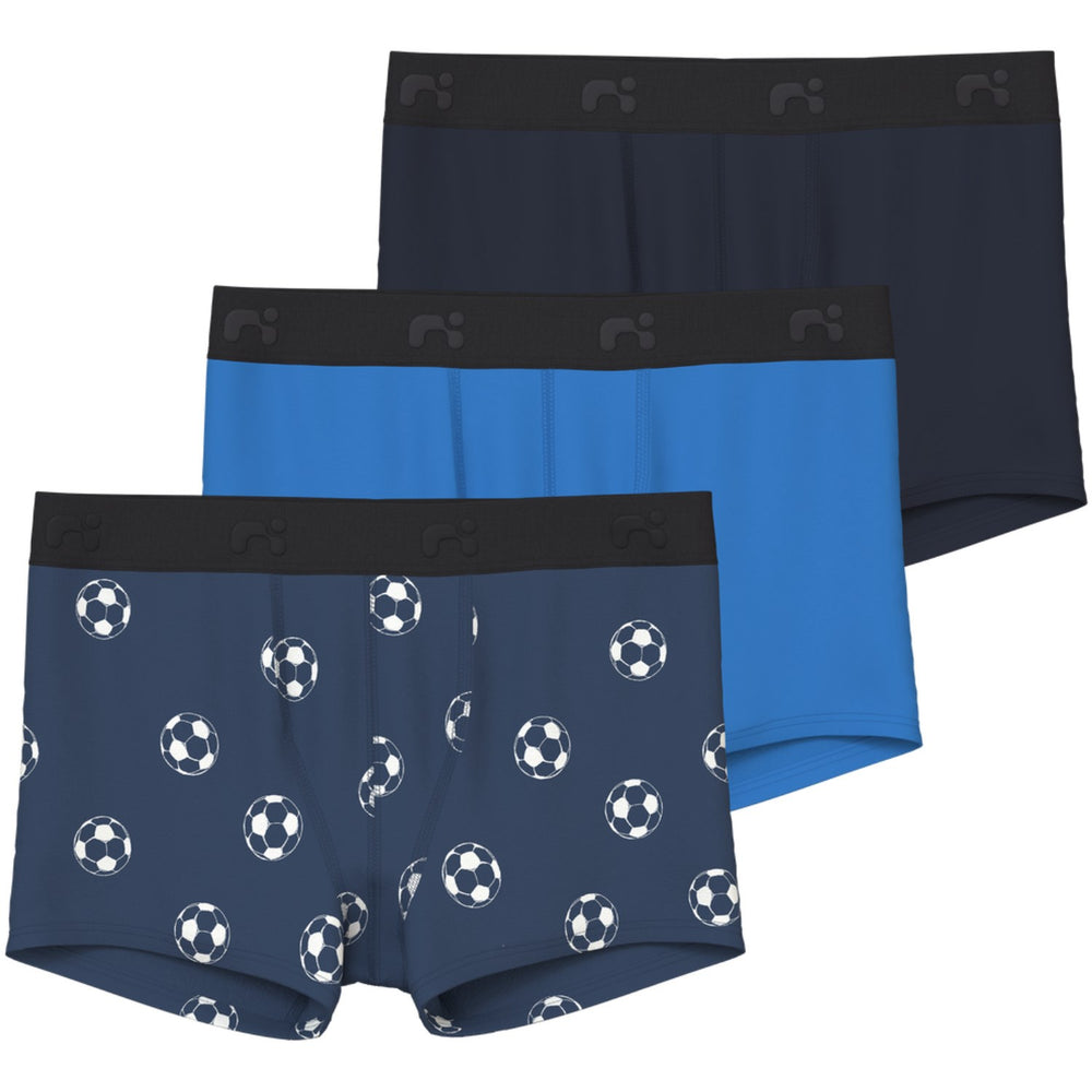 Køb Name It Dark Denim Boxer Shorts 3-pack Dark Denim Football Noos
