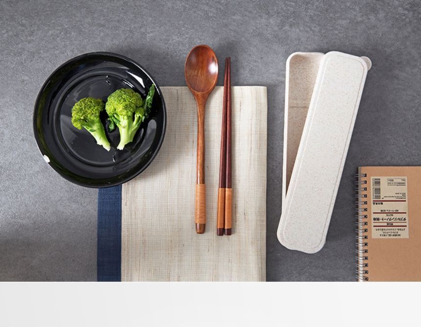 MyHome - Set: Houten eetstokjes + lepel + etui