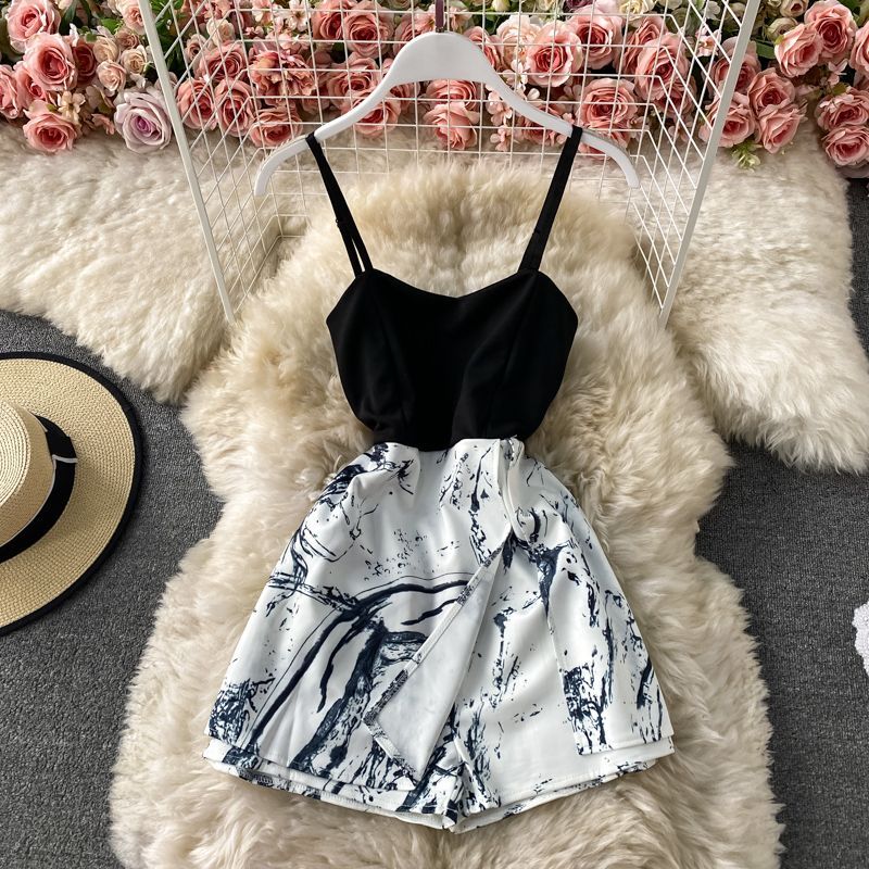 Yearnin - Spaghettibandjes Gingham Paneel Playsuit